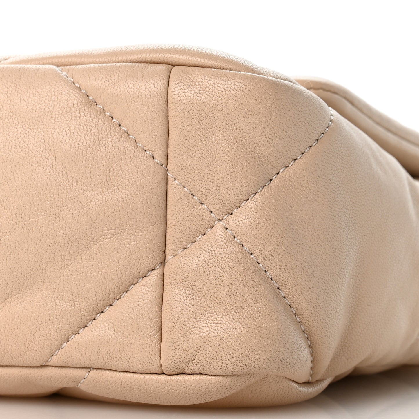 Goatskin Quilted Medium Chanel 19 Flap Light Beige