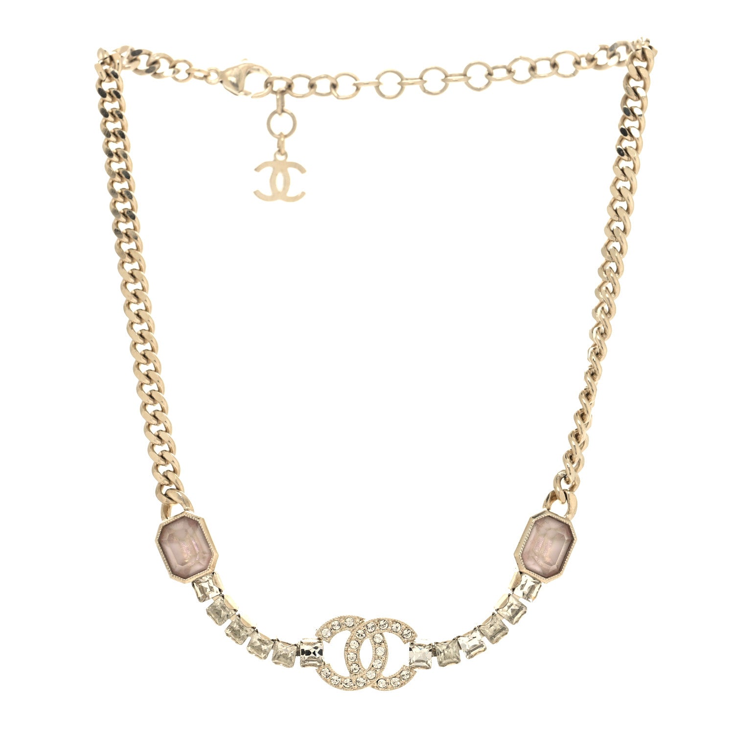 Chanel Crystal CC Choker Gold Pink 3 of 5