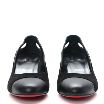 Christian Louboutin Suede Calfskin Miss Duvette 55mm Cap Toe Pumps 37.5 Black 2 of 8