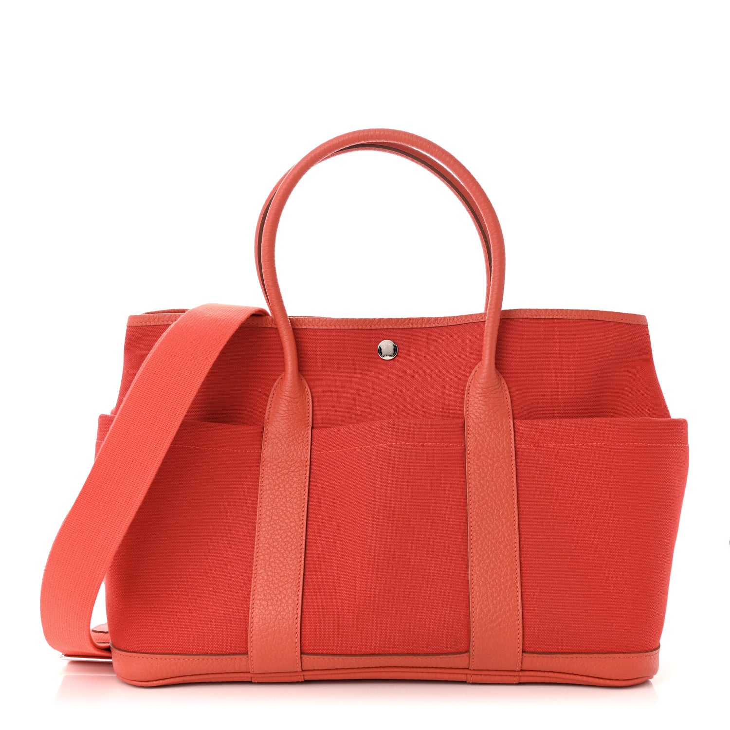Hermes Toile Militaire Vache Country Garden Party Pockets 36 MM Rouge Tomate Capucine 1 of 15