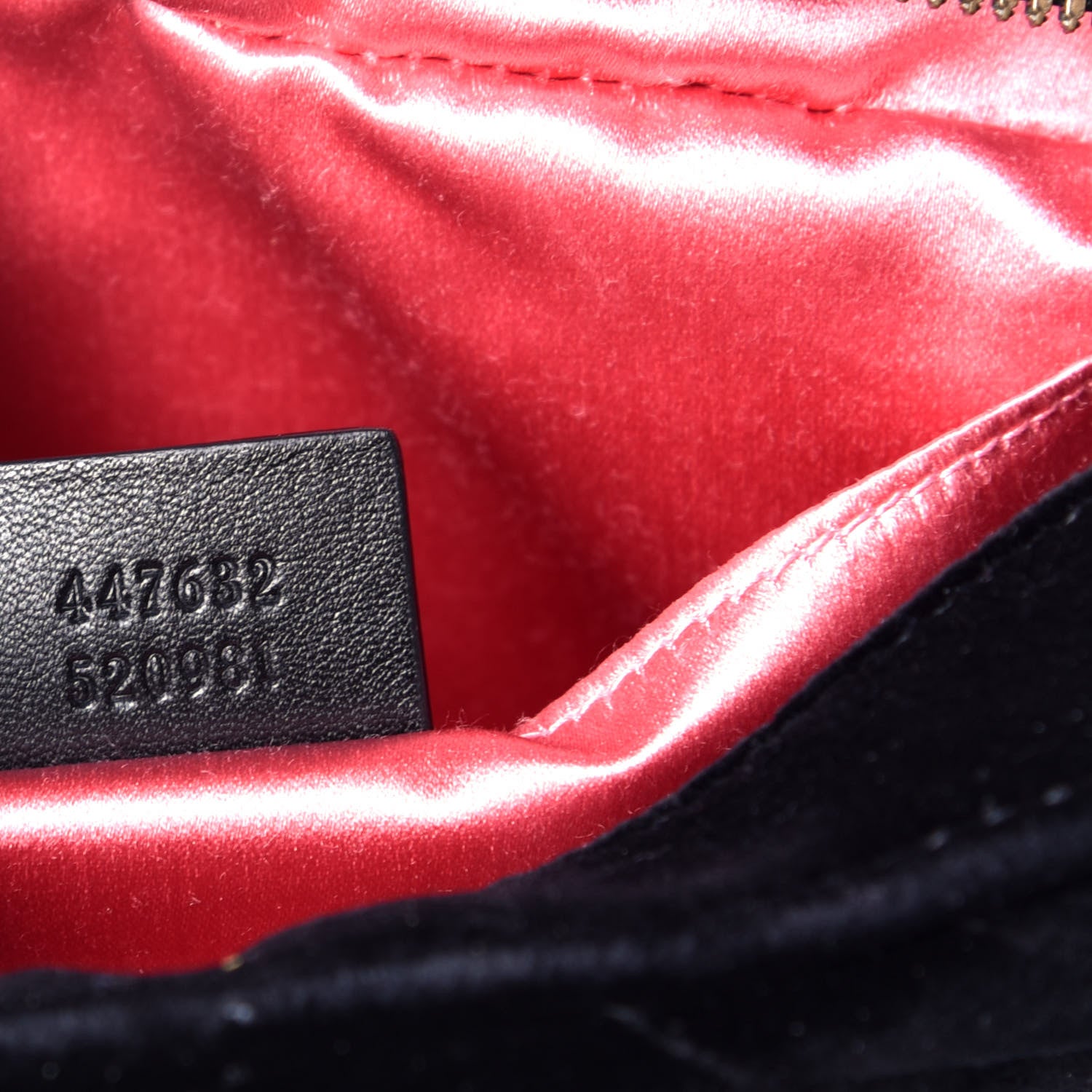 Gucci Velvet Matelasse Small GG Marmont Chain Shoulder Bag Black 7 of 10