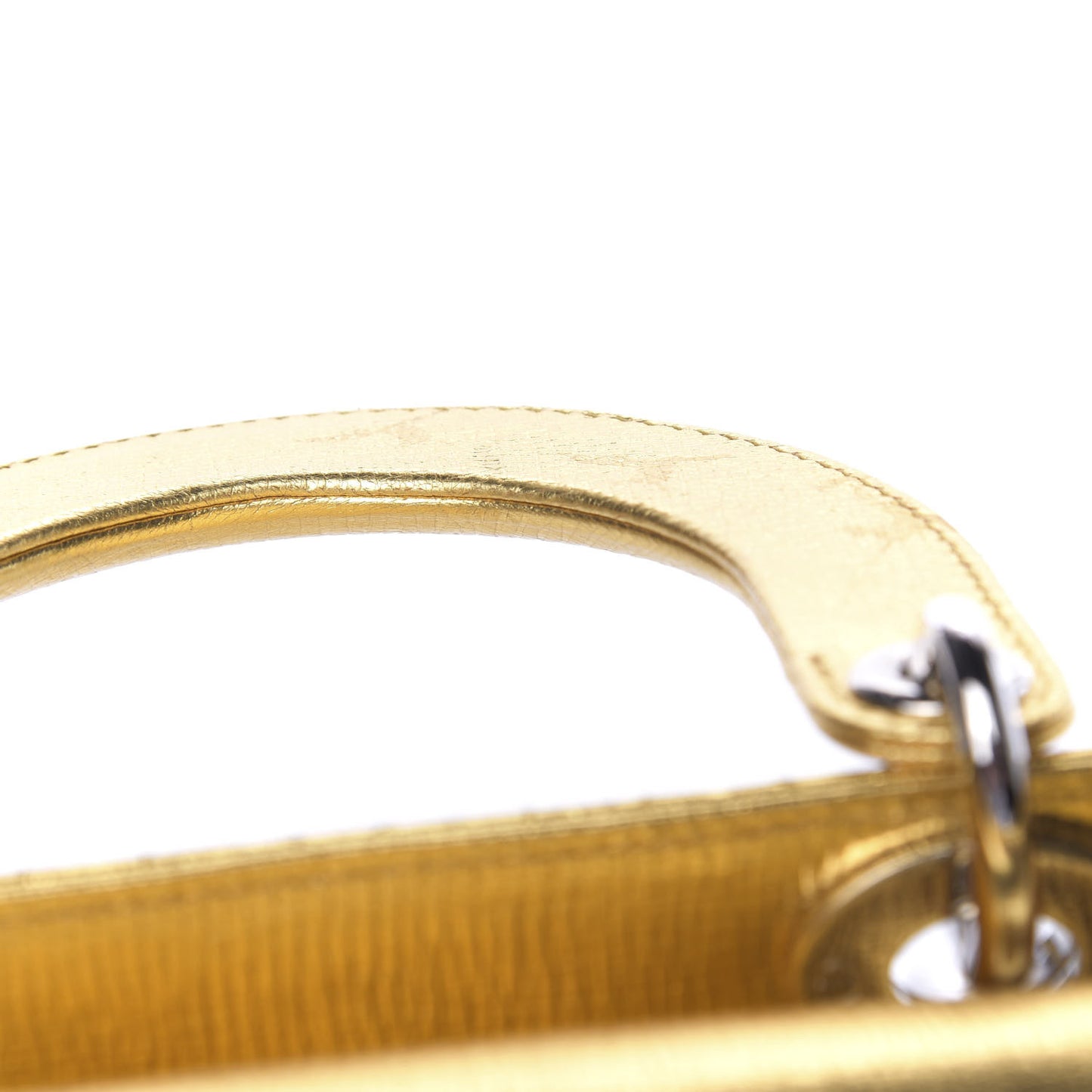 Metallic Grained Calfskin Cannage Small Lucky Badges My Lady Dior Gold
