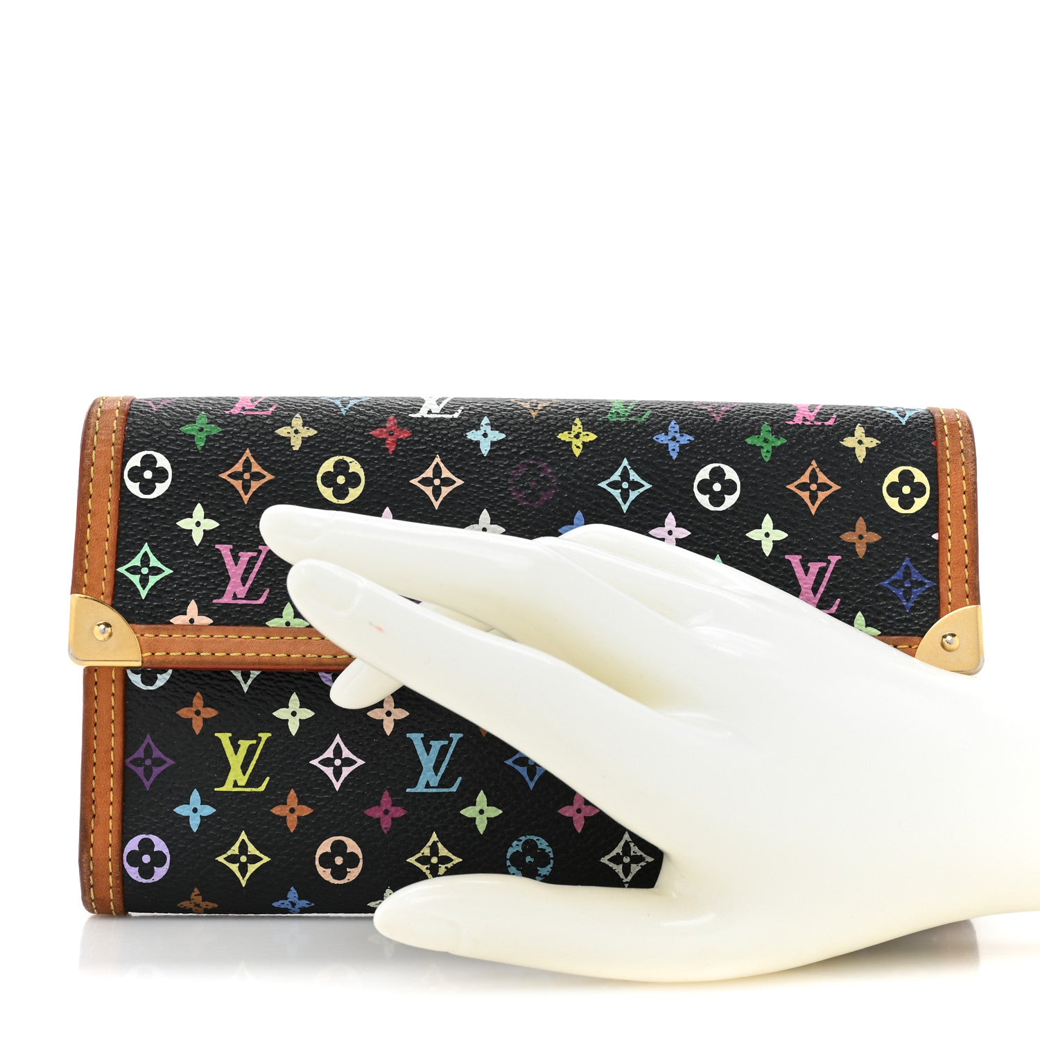 Louis Vuitton Monogram Multicolor Porte Tresor International Wallet Black 2 of 18