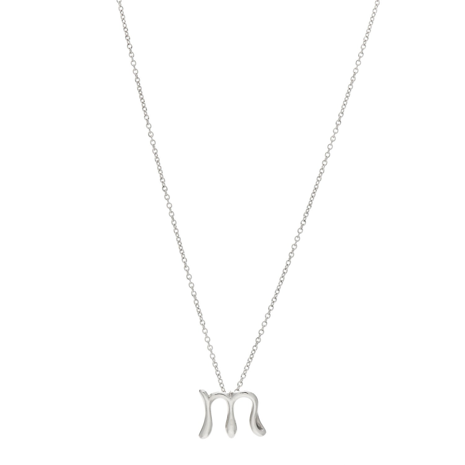 Tiffany Sterling Silver Elsa Peretti Letter M Pendant Necklace 1 of 6