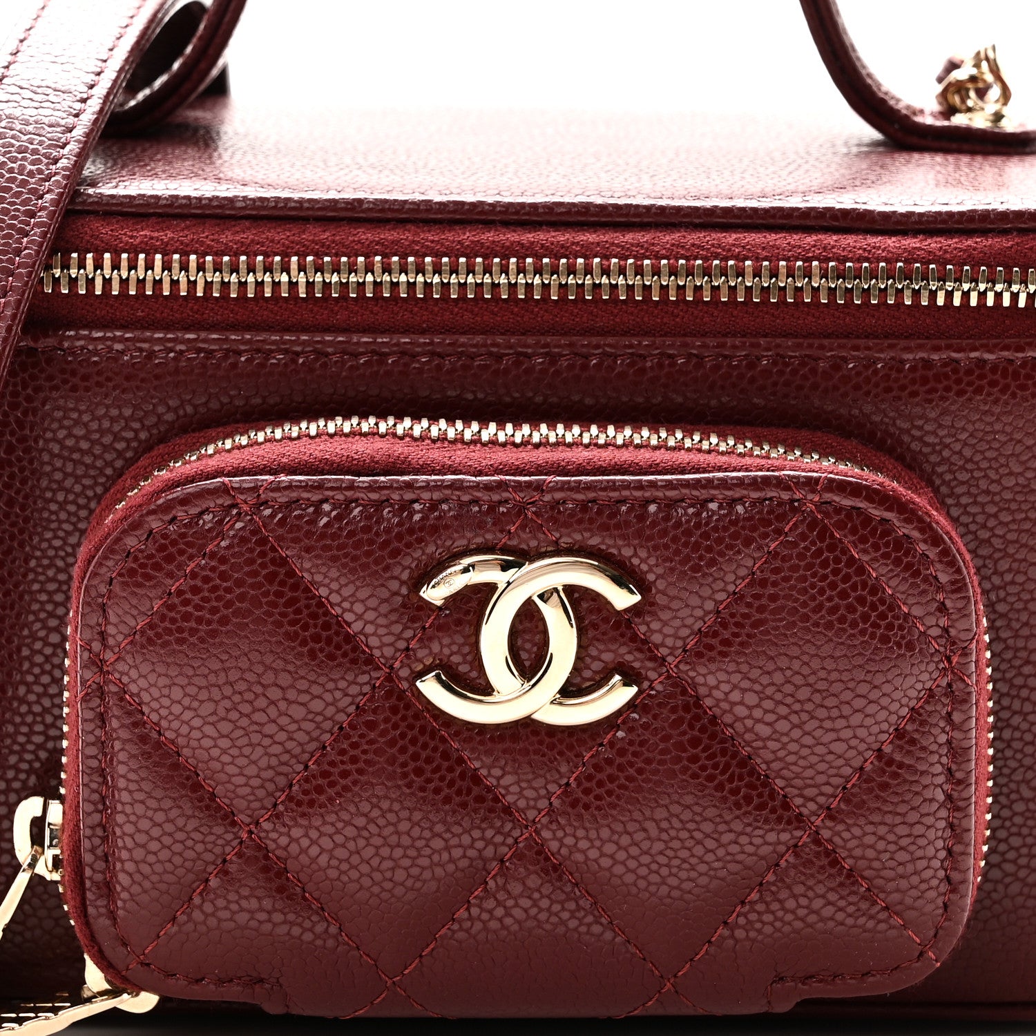 Chanel Caviar Quilted Top Handle Pocket Vanity Case Burgundy 9 of 11