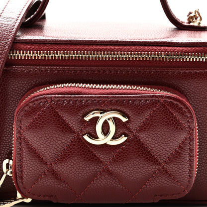 Chanel Caviar Quilted Top Handle Pocket Vanity Case Burgundy 9 of 11