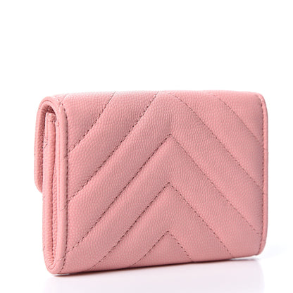 Chanel Matte Caviar Chevron Quilted Flap Card Holder Pink 2 of 10