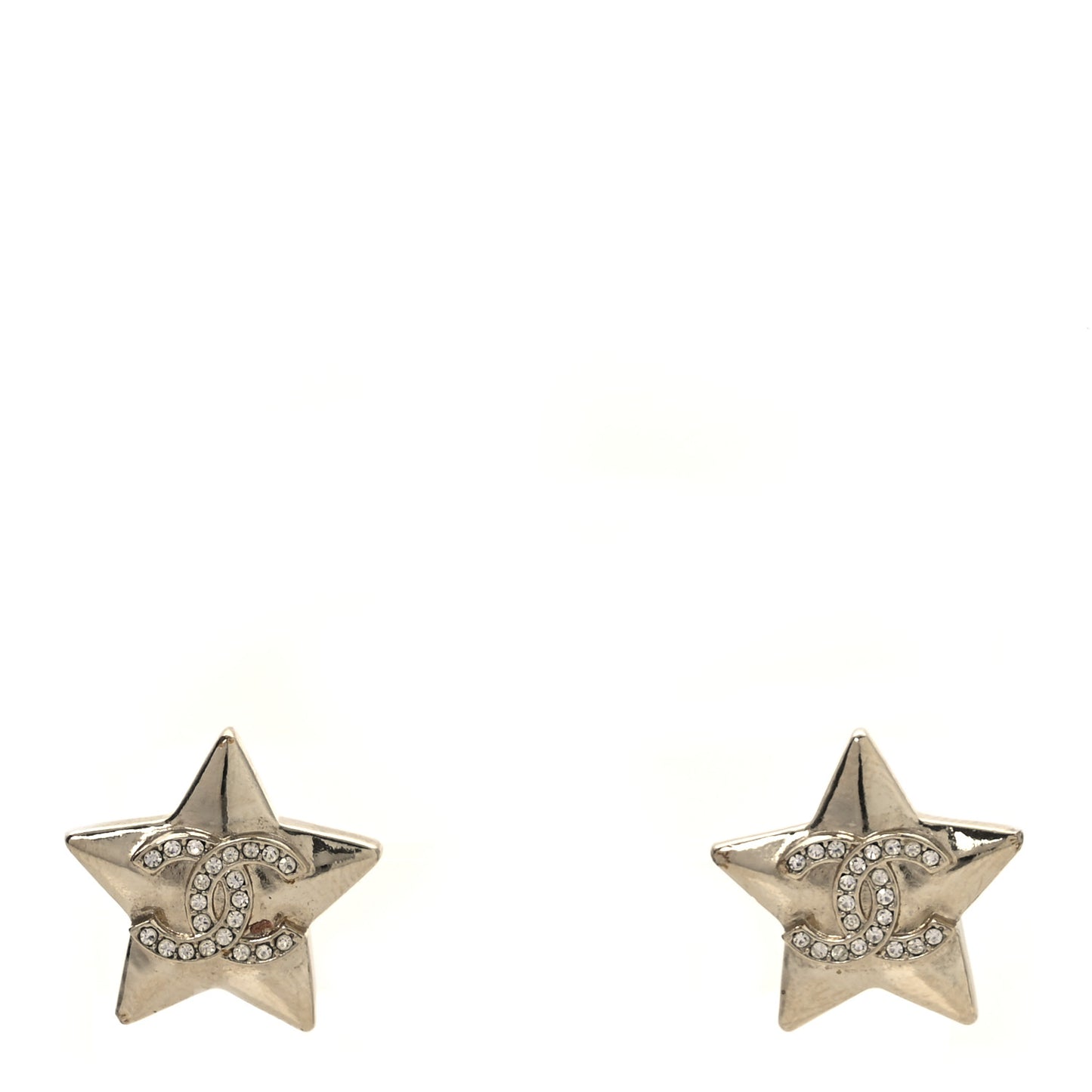 Crystal Star CC Stud Earrings Silver