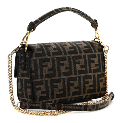 Fendi Fabric Jacquard FF 1974 Mini Baguette Tobacco Moro Black 3 of 11