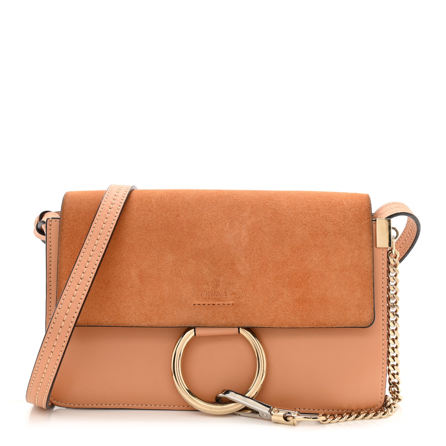 Chloe Suede Calfskin Small Faye Shoulder Bag Marrone 1 of 9