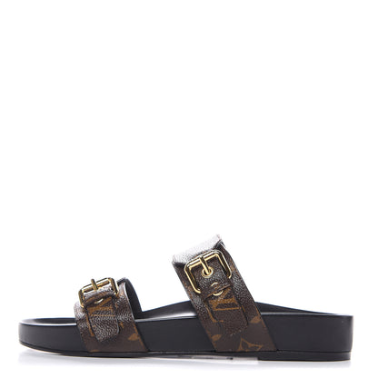 Louis Vuitton Monogram Bom Dia Mule Sandals 38 Black 1 of 8
