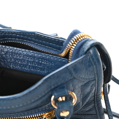 Balenciaga Agneau Classic Gold Hardware Nano City Bleu Profond 9 of 10