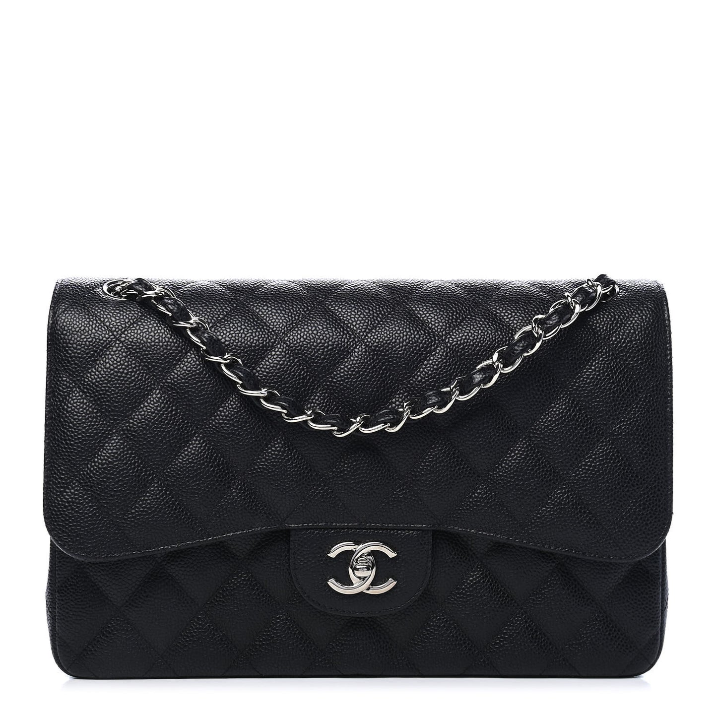 Caviar Quilted Jumbo Double Flap Black