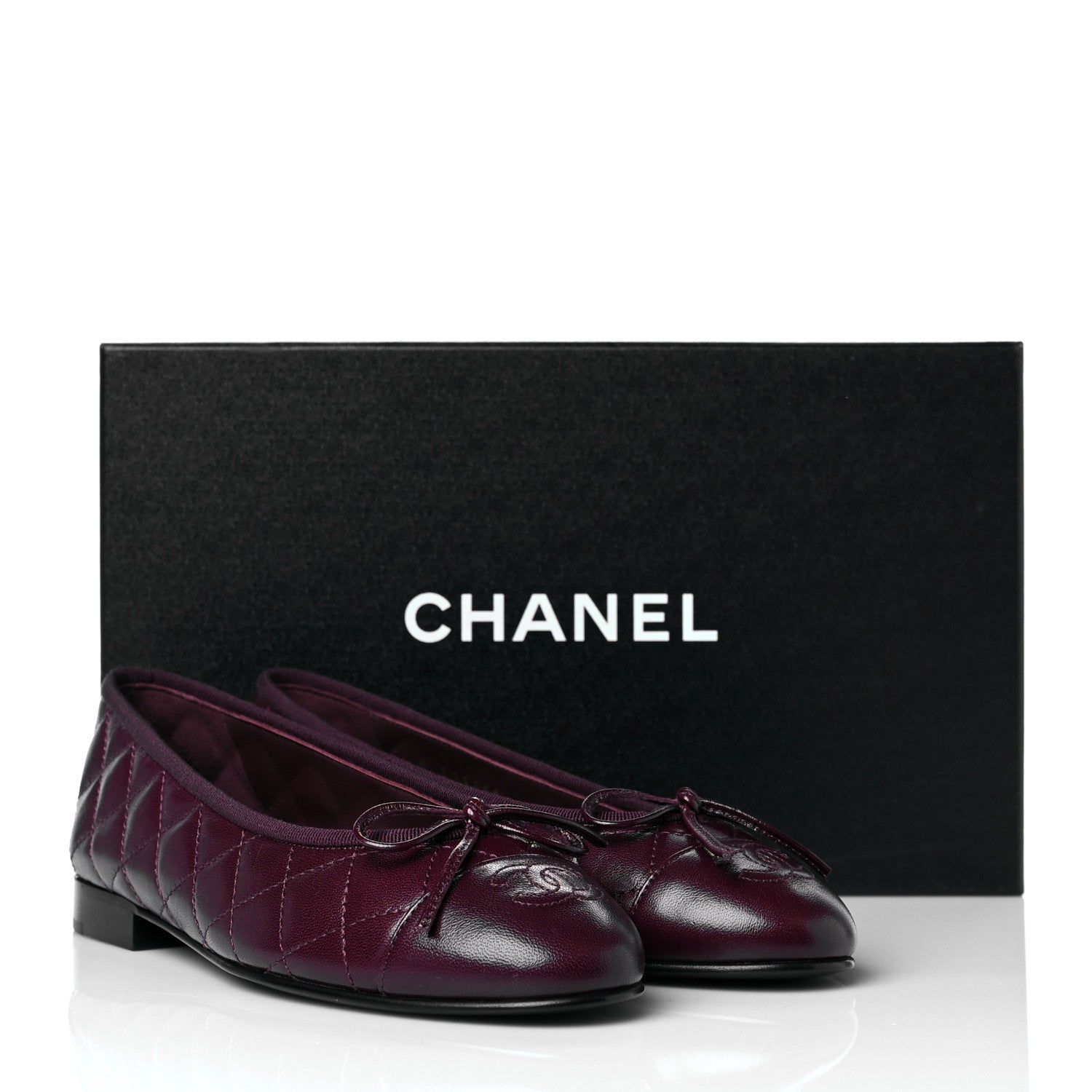 Chanel Crumpled Lambskin Quilted CC Cap Toe Ballerina Flats 36 Burgundy 10 of 10
