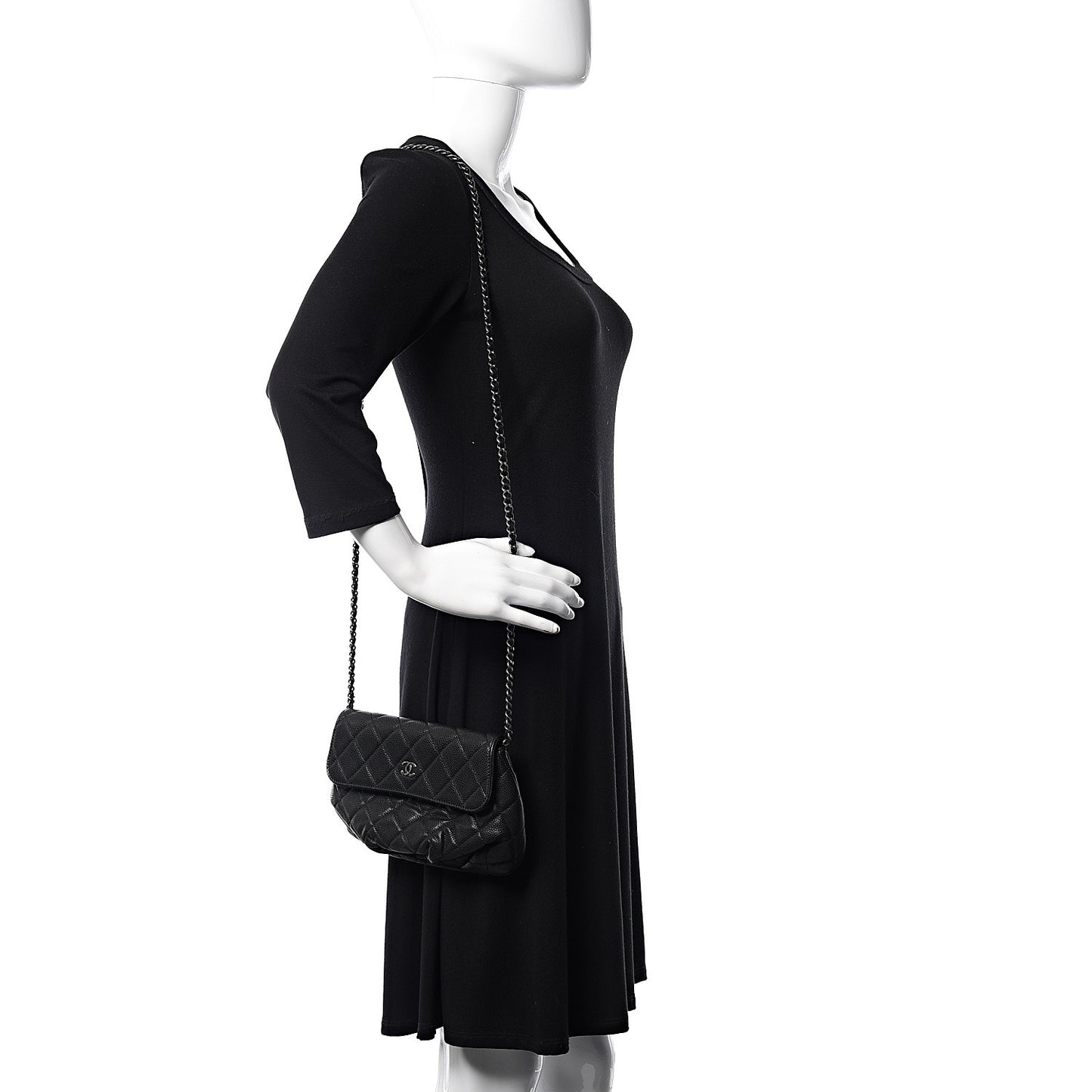 Caviar Quilted Crossbody Bag Black