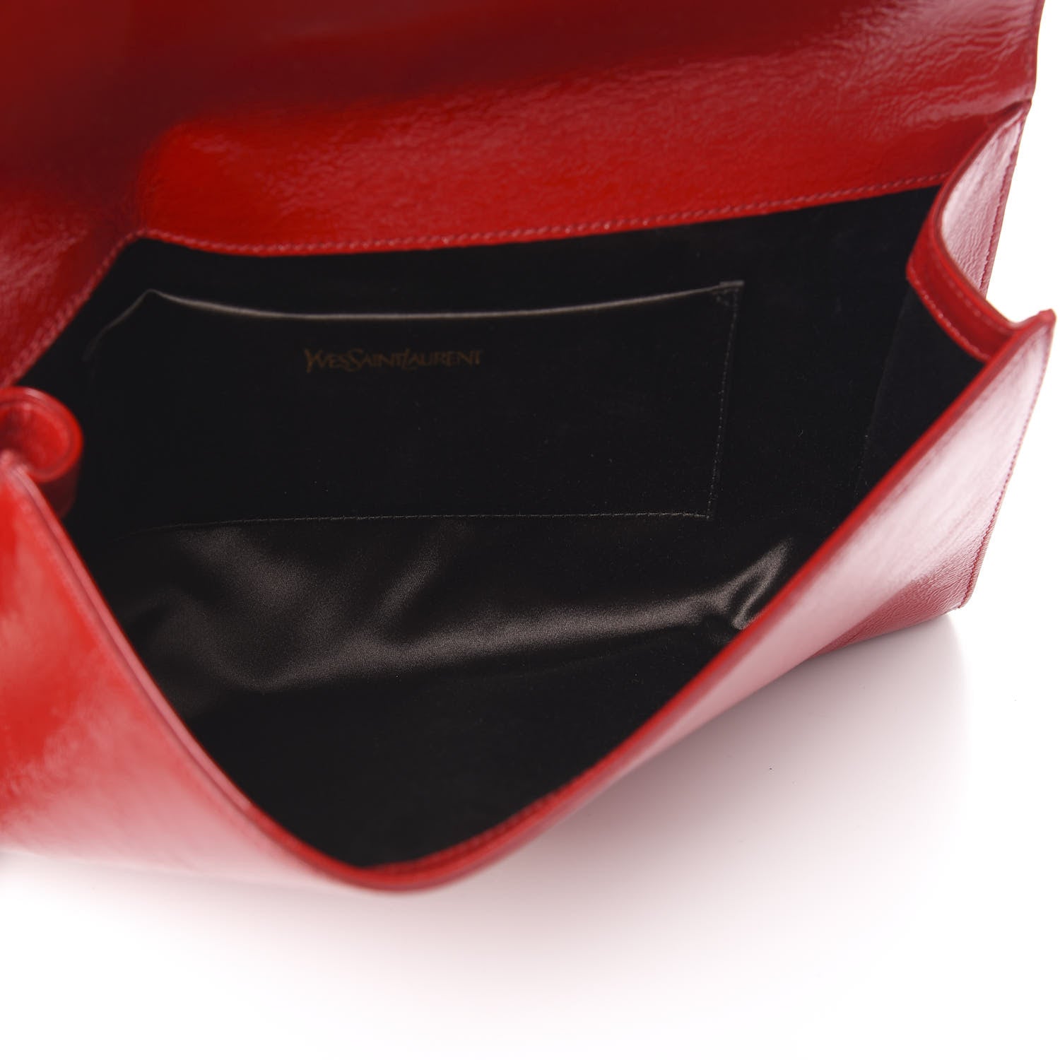 Saint Laurent Textured Patent Monogram Large Belle De Jour Clutch Red 4 of 8