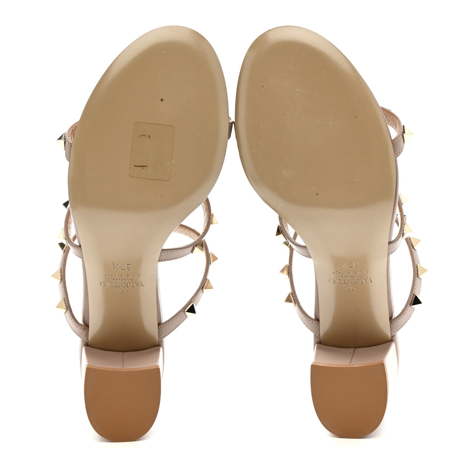 Valentino Garavani Calfskin Rockstud 60mm Caged Slide Sandals 37.5 Poudre 7 of 9