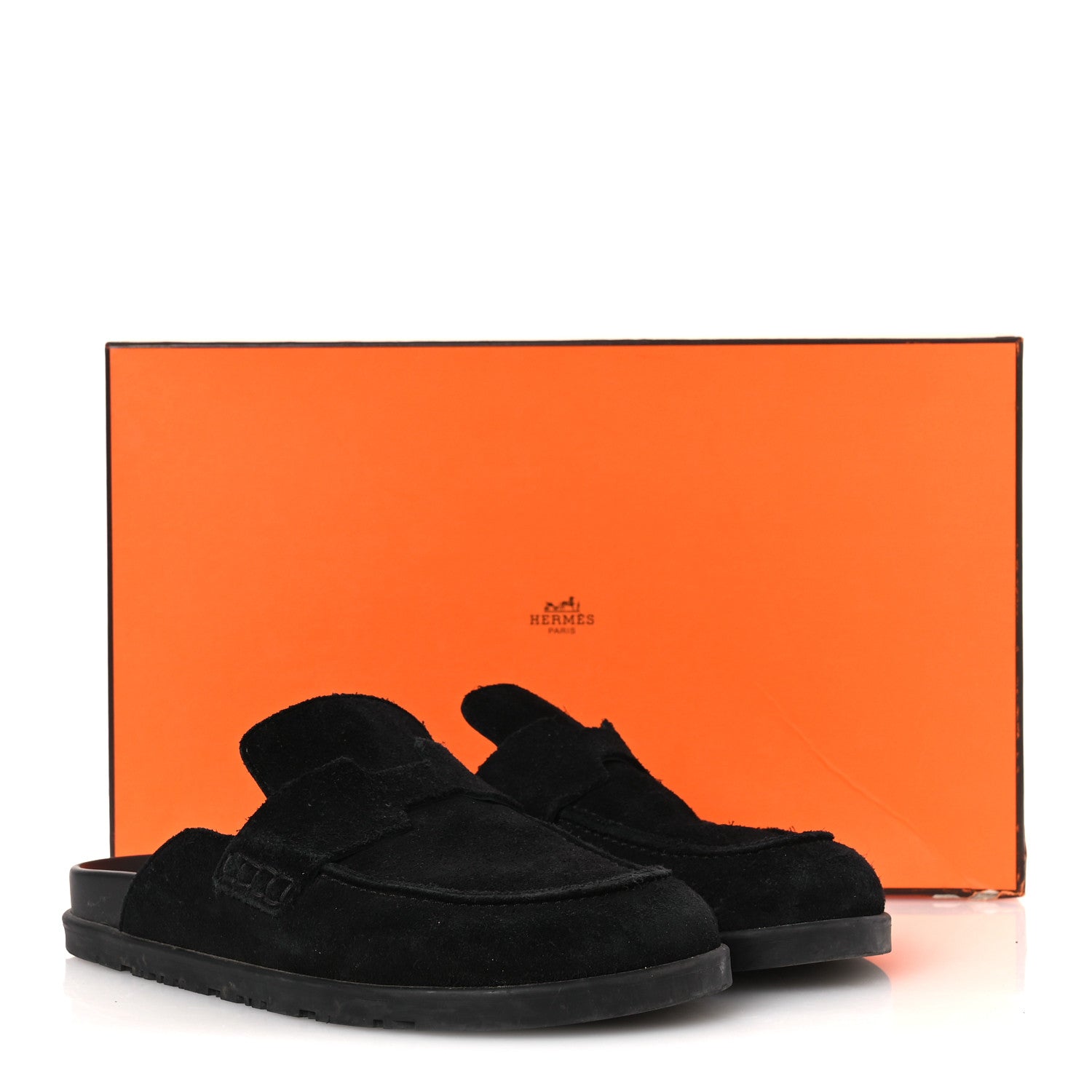 Hermes Suede Calfskin Go Mules 37 Black 11 of 11