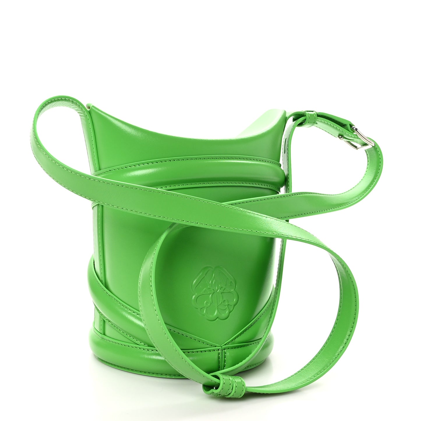 Calfskin Mini Curve Bucket Bag Green