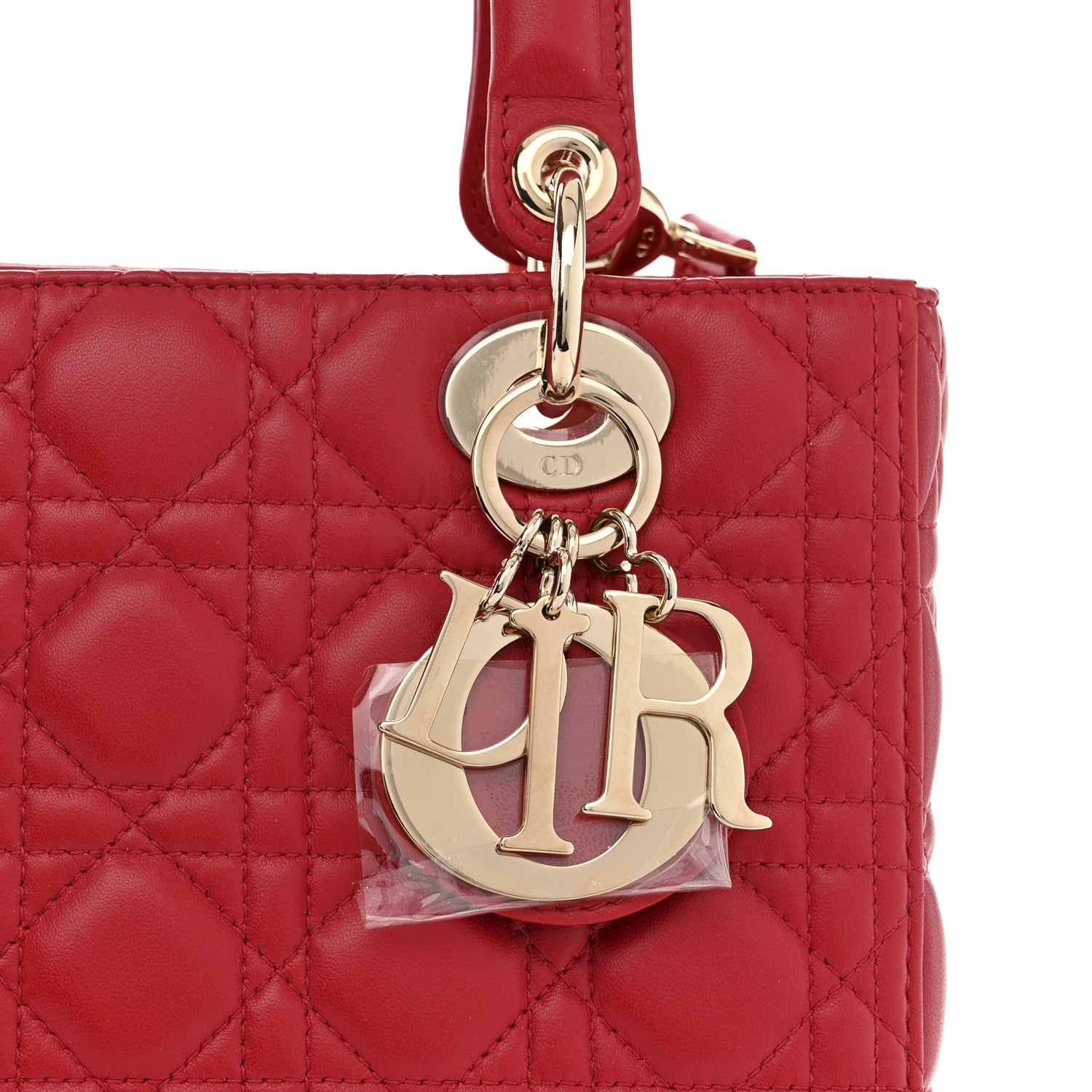 Christian Dior Lambskin Cannage Medium Lady Dior Red 8 of 10
