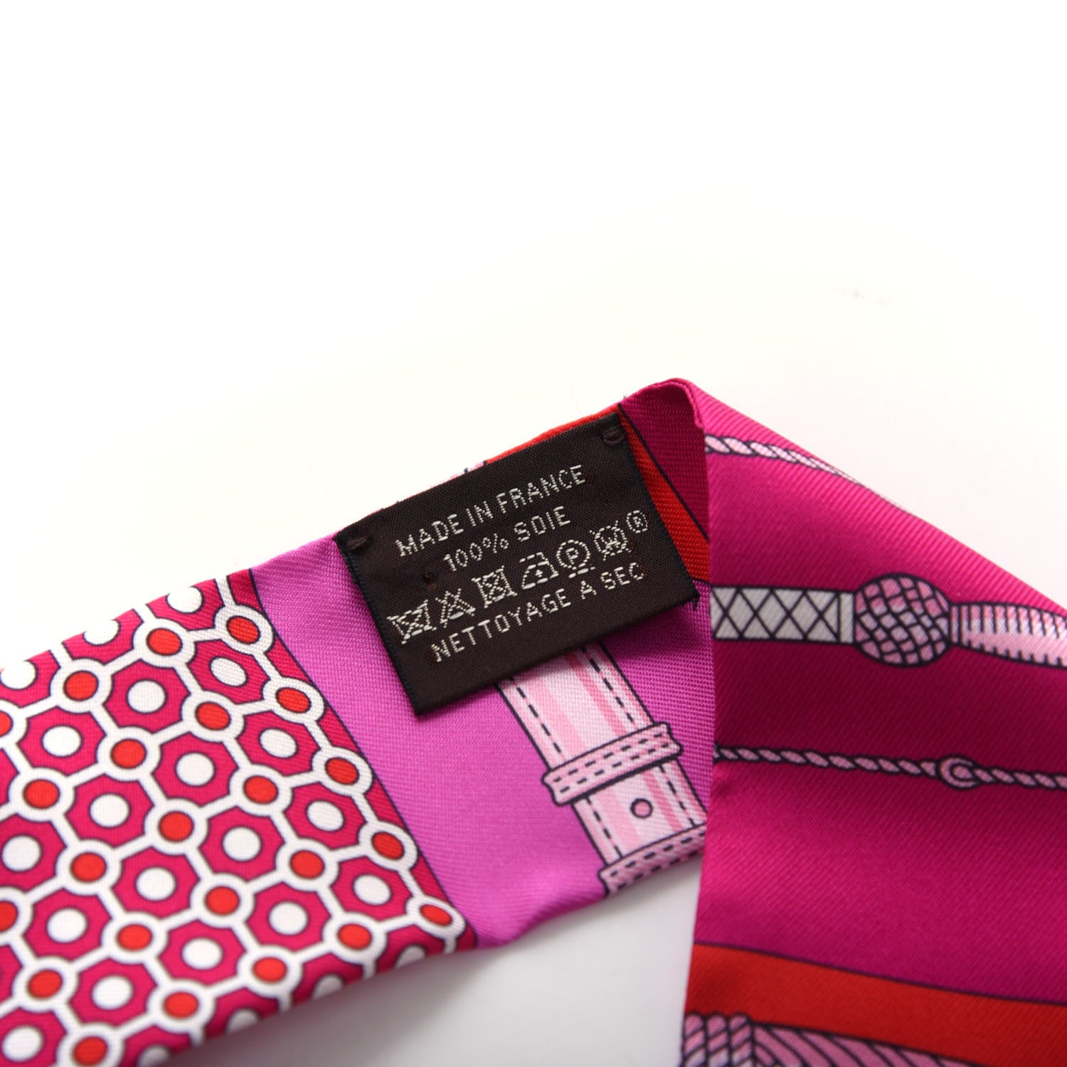 Hermes Silk Clic Clac Modern Cannage Twilly Fuchsia Rouge Rose 3 of 3