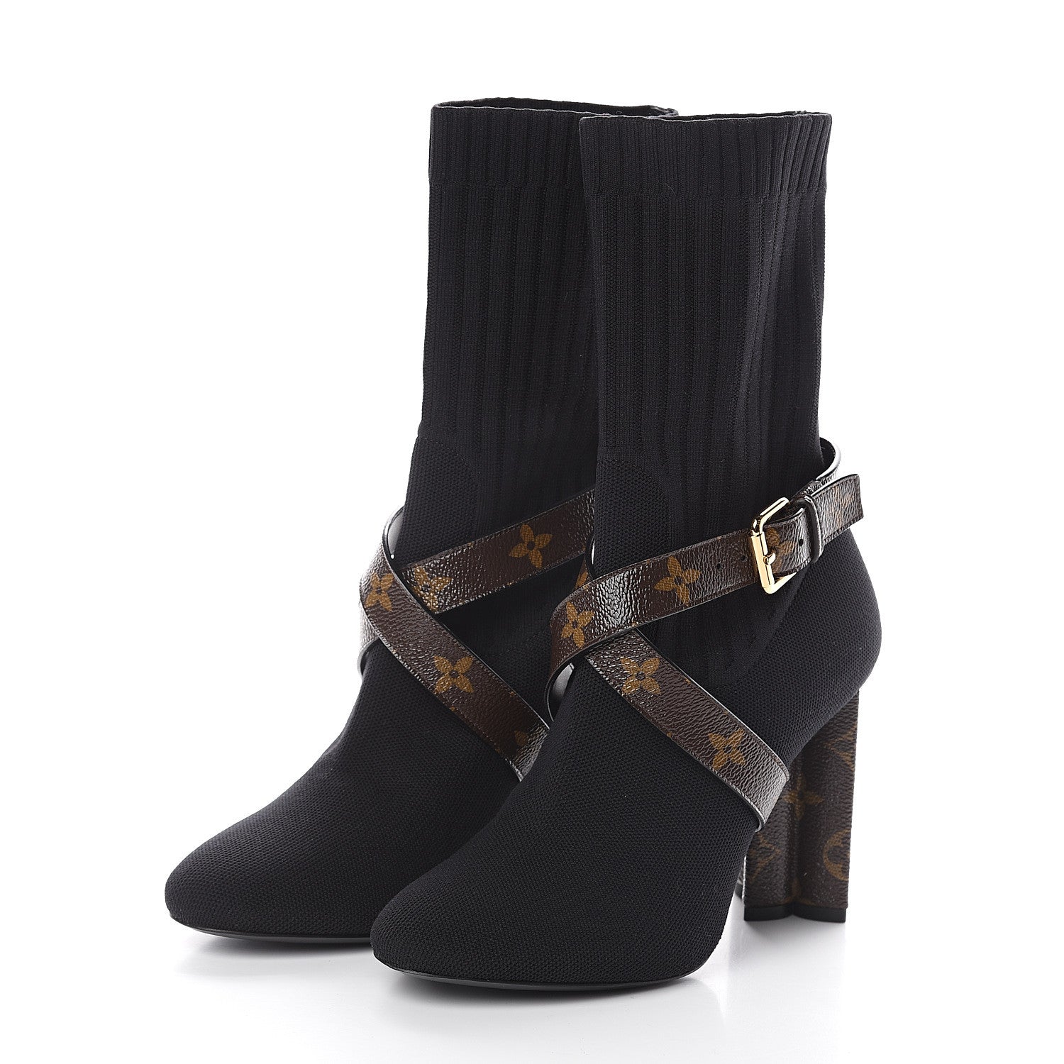 Louis Vuitton Monogram Stretch Fabric Silhouette Ankle Boots 38 Black 3 of 6