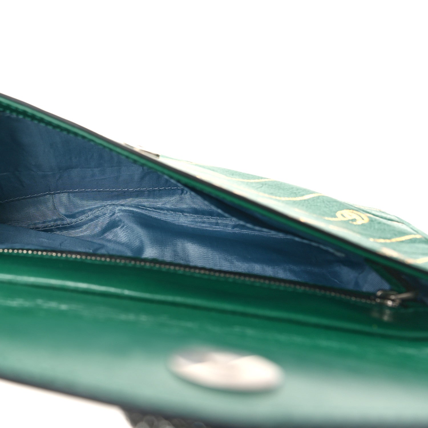 Gucci Calfskin Diagonal GG Medium Thiara Double Envelope Shoulder Bag Emerald Green Black 5 of 11