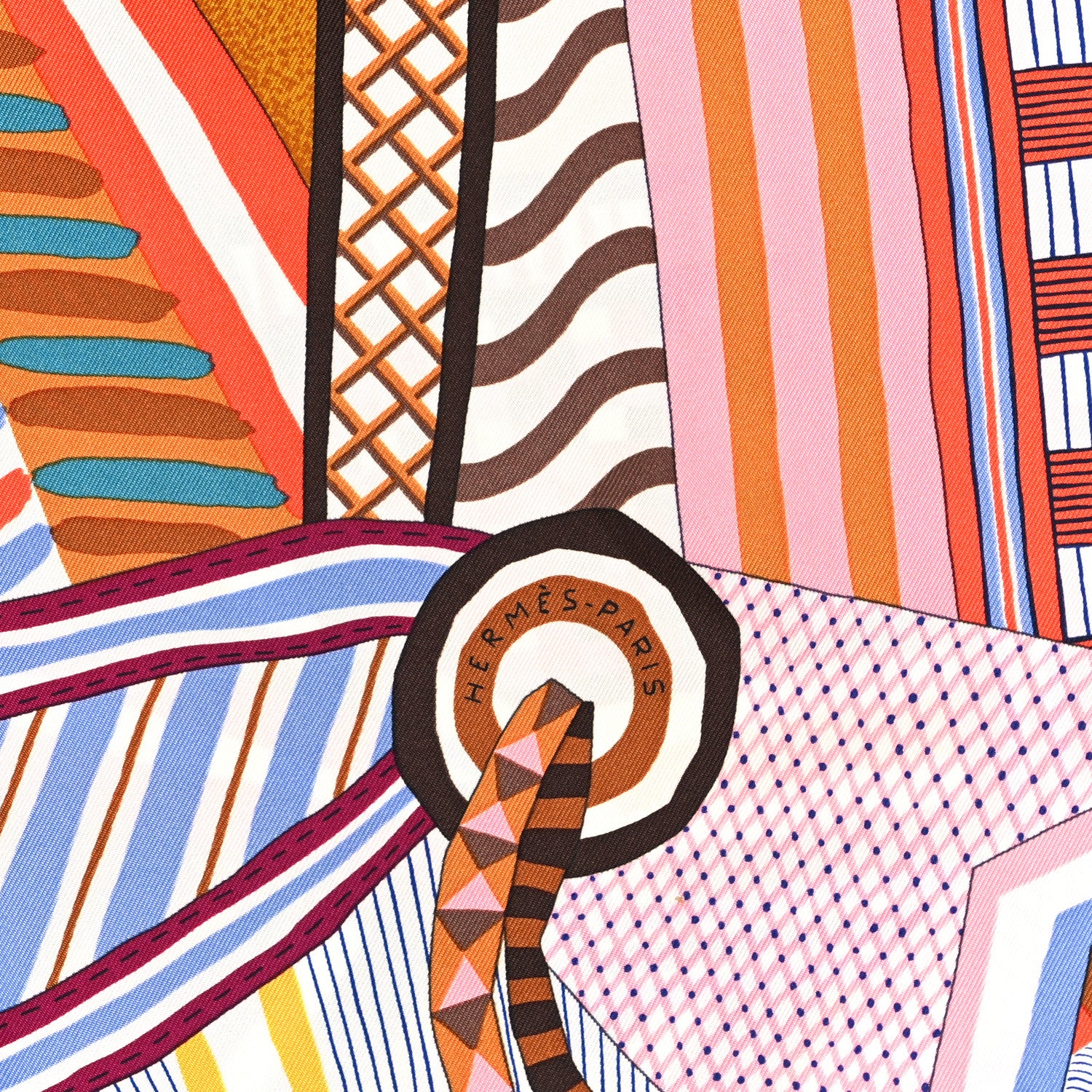 Hermes Silk La Selle Imaginaire Scarf 90 Abricot Lavande 2 of 5