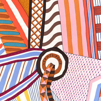 Hermes Silk La Selle Imaginaire Scarf 90 Abricot Lavande 2 of 5