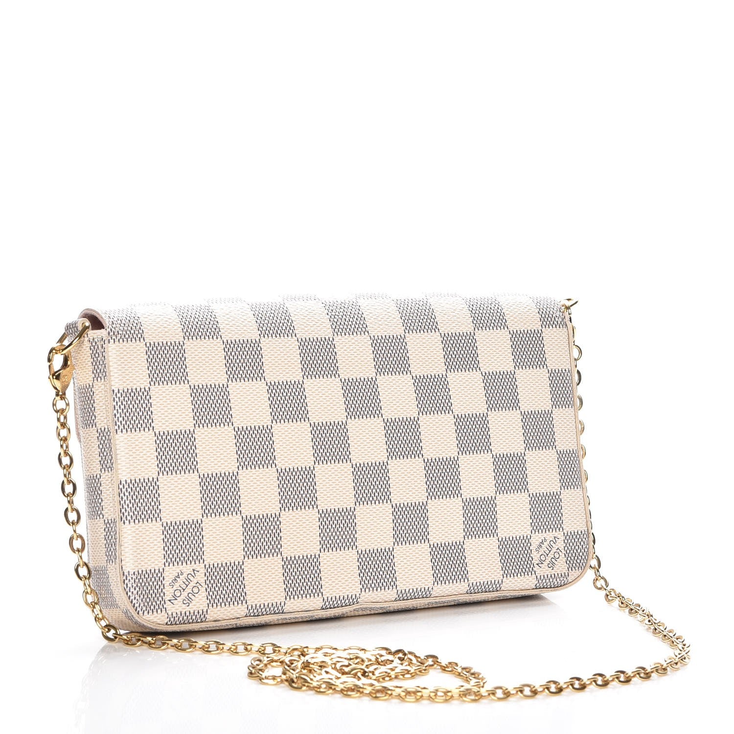 Louis Vuitton Damier Azur Pochette Felicie Chain Wallet Rose Ballerine 3 of 10