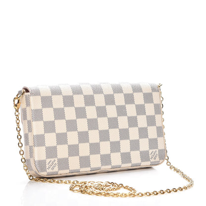 Louis Vuitton Damier Azur Pochette Felicie Chain Wallet Rose Ballerine 3 of 10
