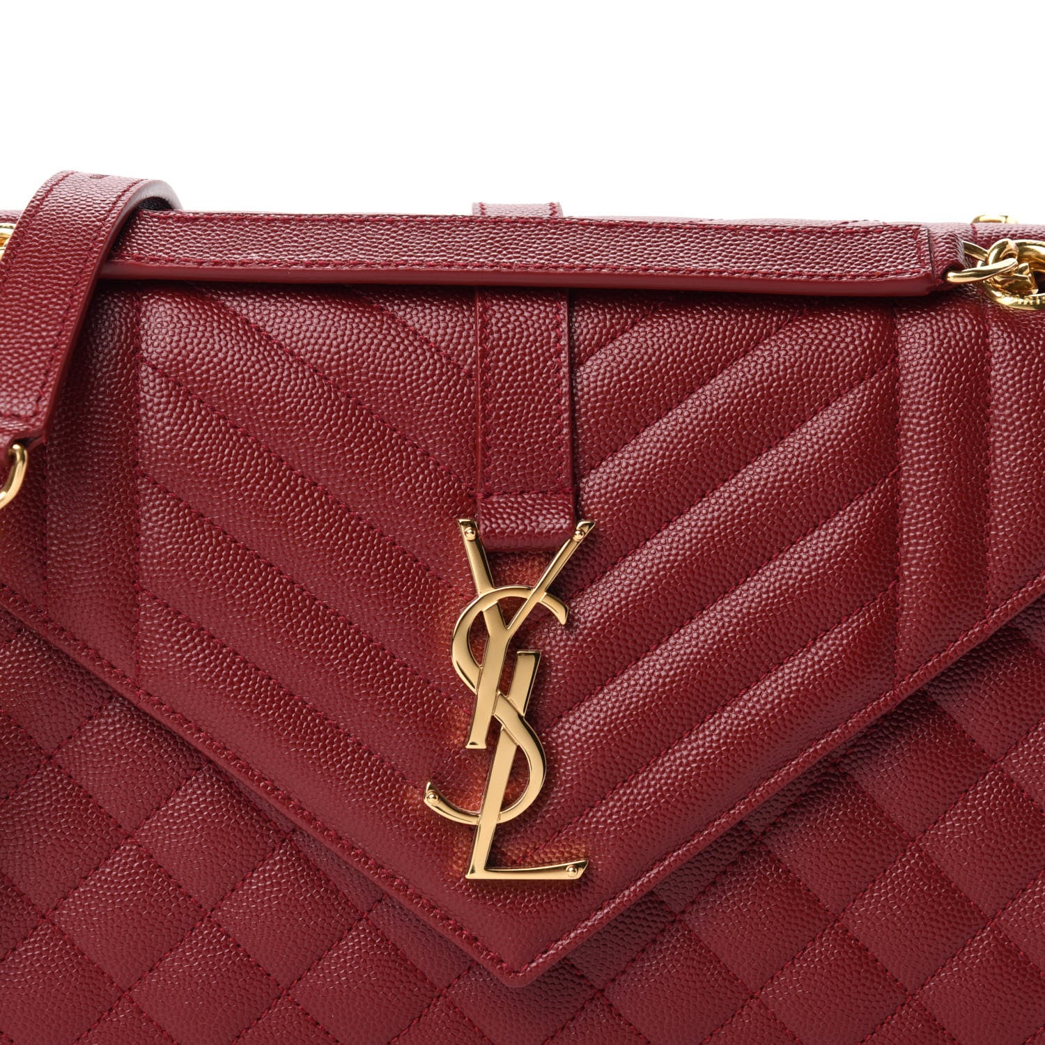 Saint Laurent Grain De Poudre Textured Mixed Matelasse Triquilt Medium Monogram Satchel Oxblood 14 of 14
