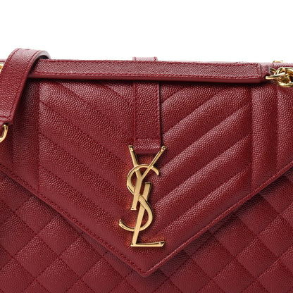 Saint Laurent Grain De Poudre Textured Mixed Matelasse Triquilt Medium Monogram Satchel Oxblood 14 of 14