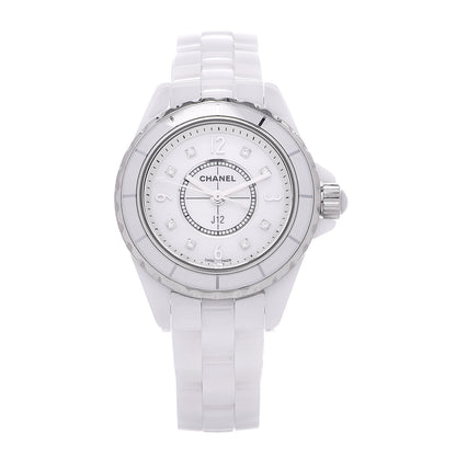 Chanel Stainless Steel Ceramic Diamond Mother of Pearl 29mm J12 Quartz Watch White 1 of 6
