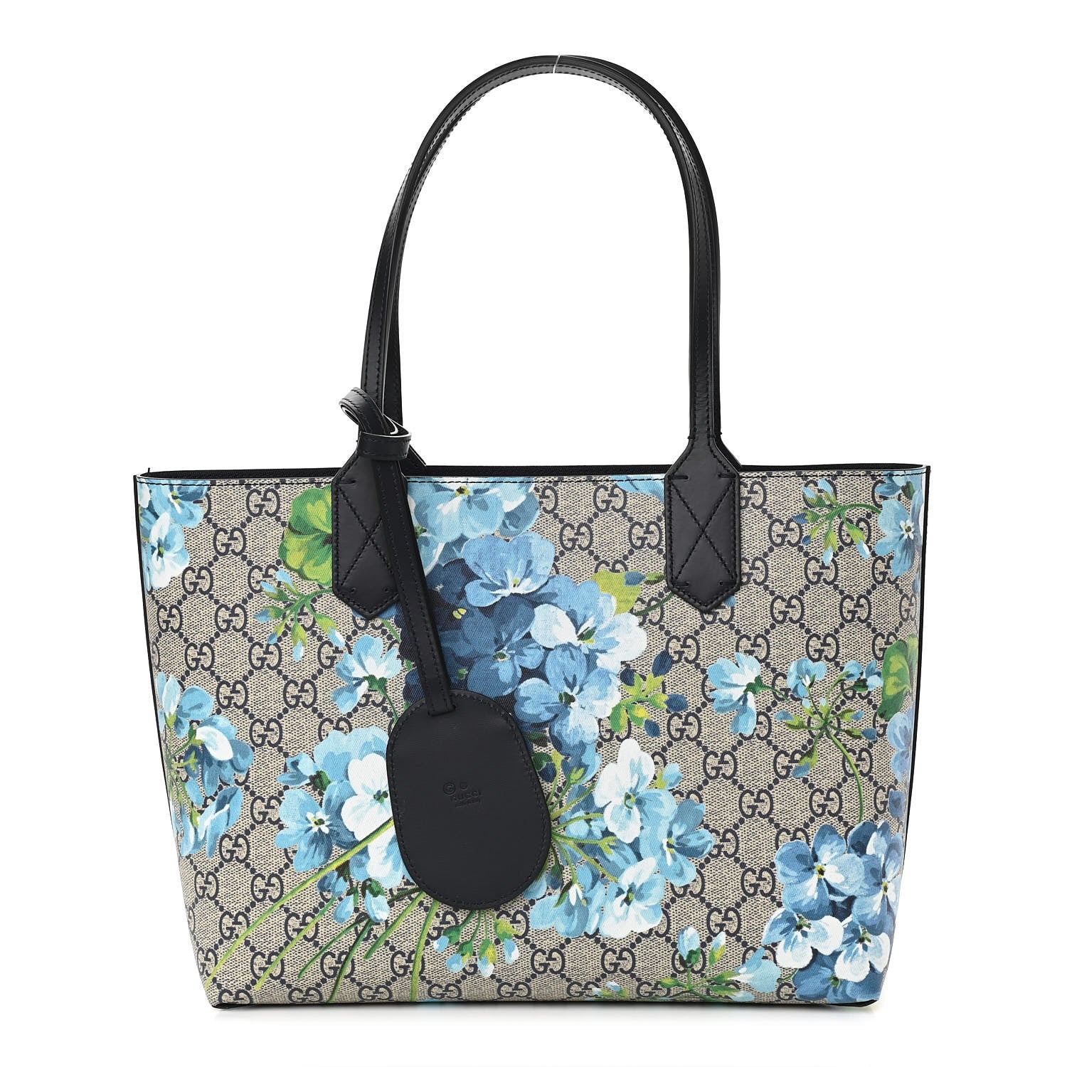 Gucci GG Supreme Monogram Blooms Small Reversible Tote Beige Blue Navy 1 of 17