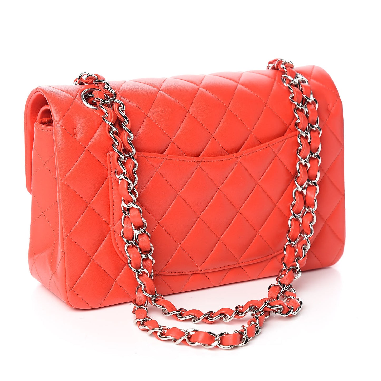 Lambskin Quilted Small Double Flap Red