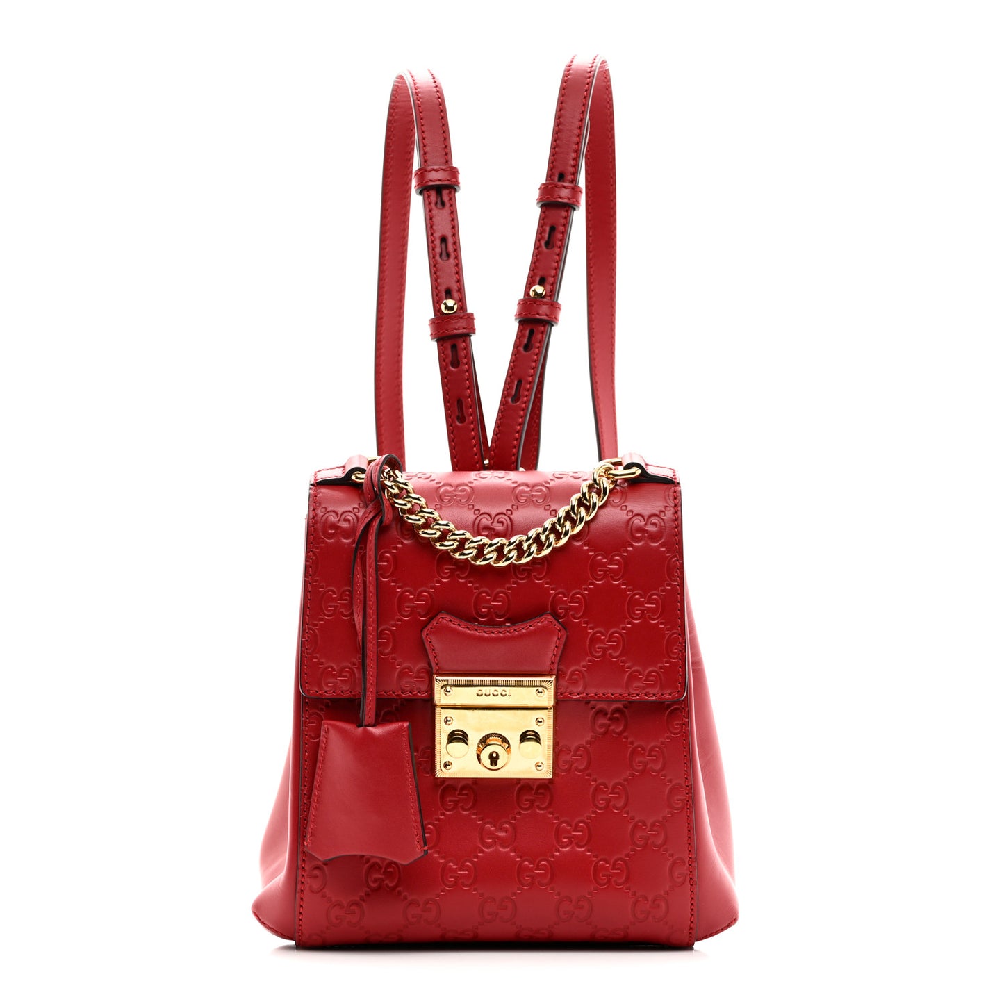 Guccissima Signature Padlock Backpack Hibiscus Red