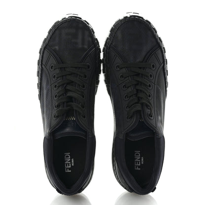 Fendi Fabric Jacquard Vitello Technical Fabric FF Mens Fendi Force Low Top Sneaker 8 Black Blue 2 of 9