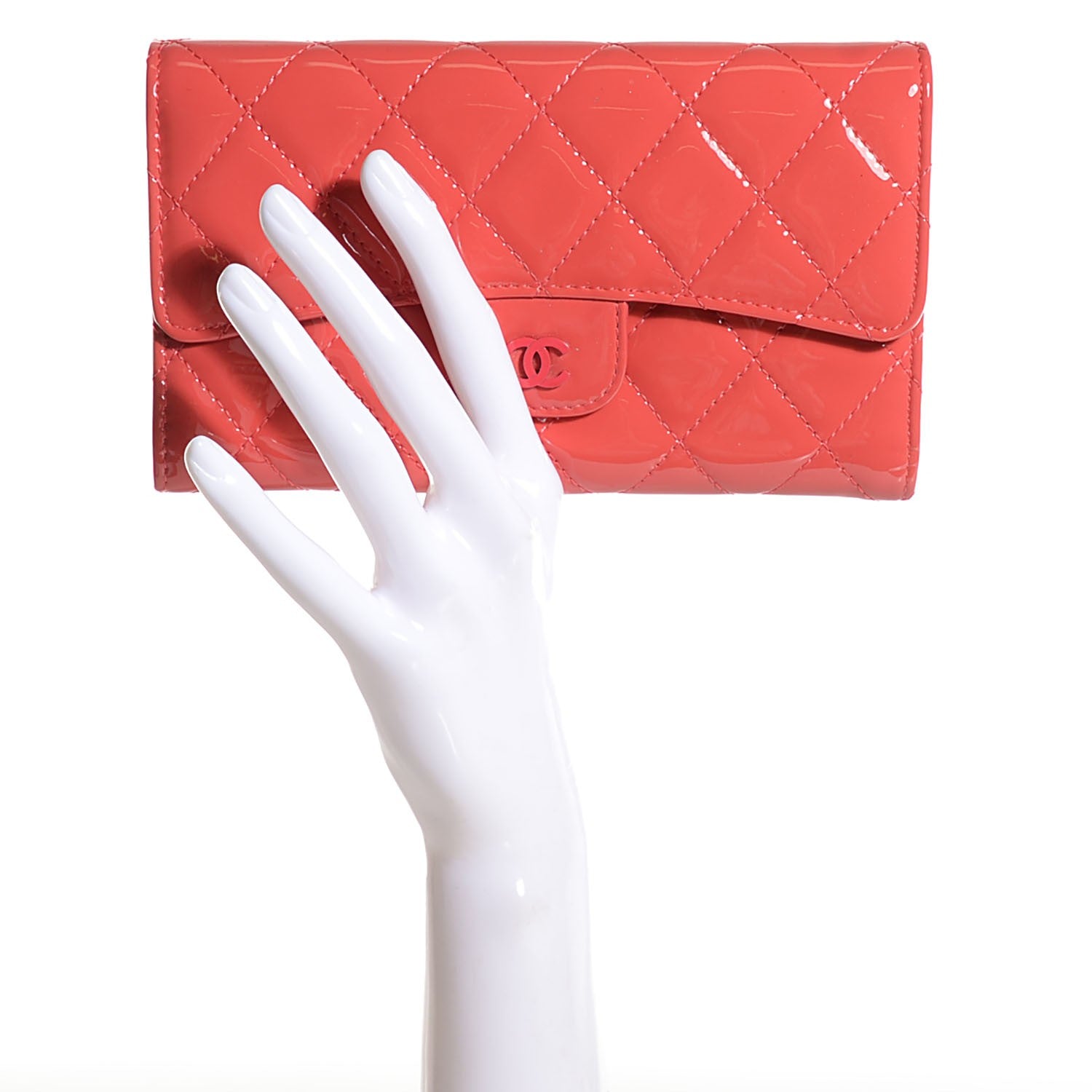 Chanel Patent Quilted Large Flap Wallet Rose Fonce 2 of 8