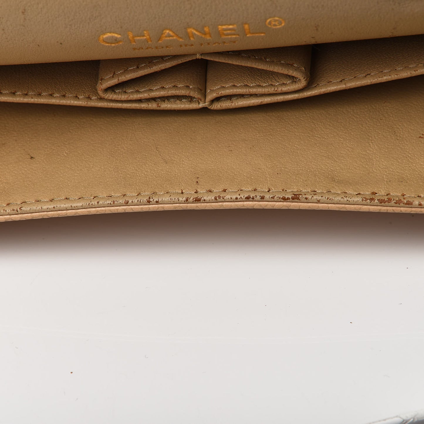 Caviar Quilted Jumbo Double Flap Beige