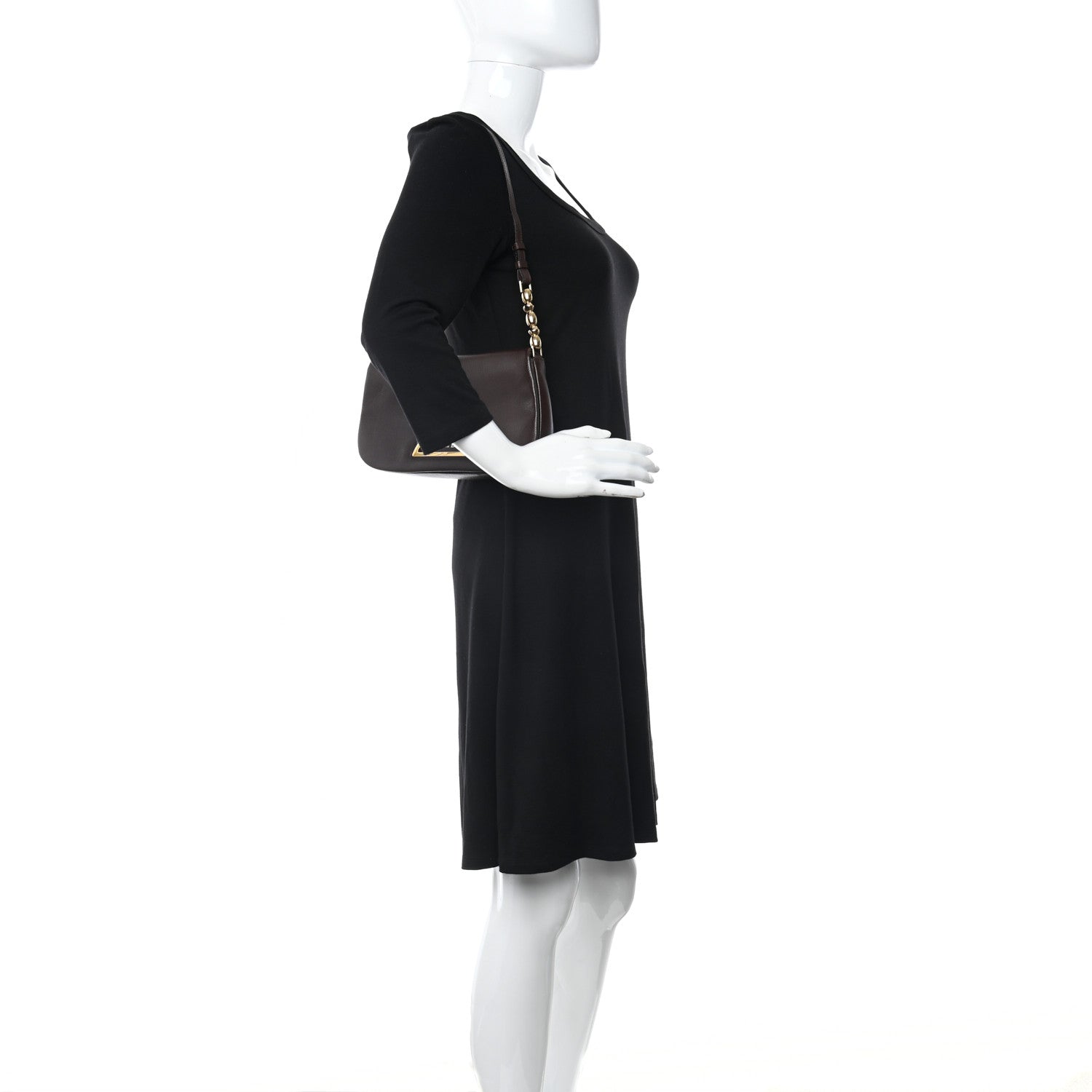 Christian Dior Goatskin Malice Shoulder Bag Dark Brown 2 of 10
