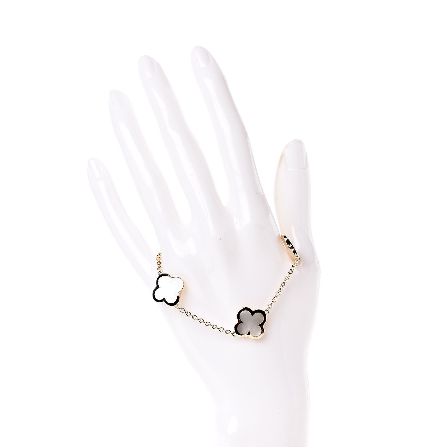 Van Cleef & Arpels 18K Yellow Gold Mother of Pearl 4 Motifs Pure Alhambra Bracelet 2 of 6