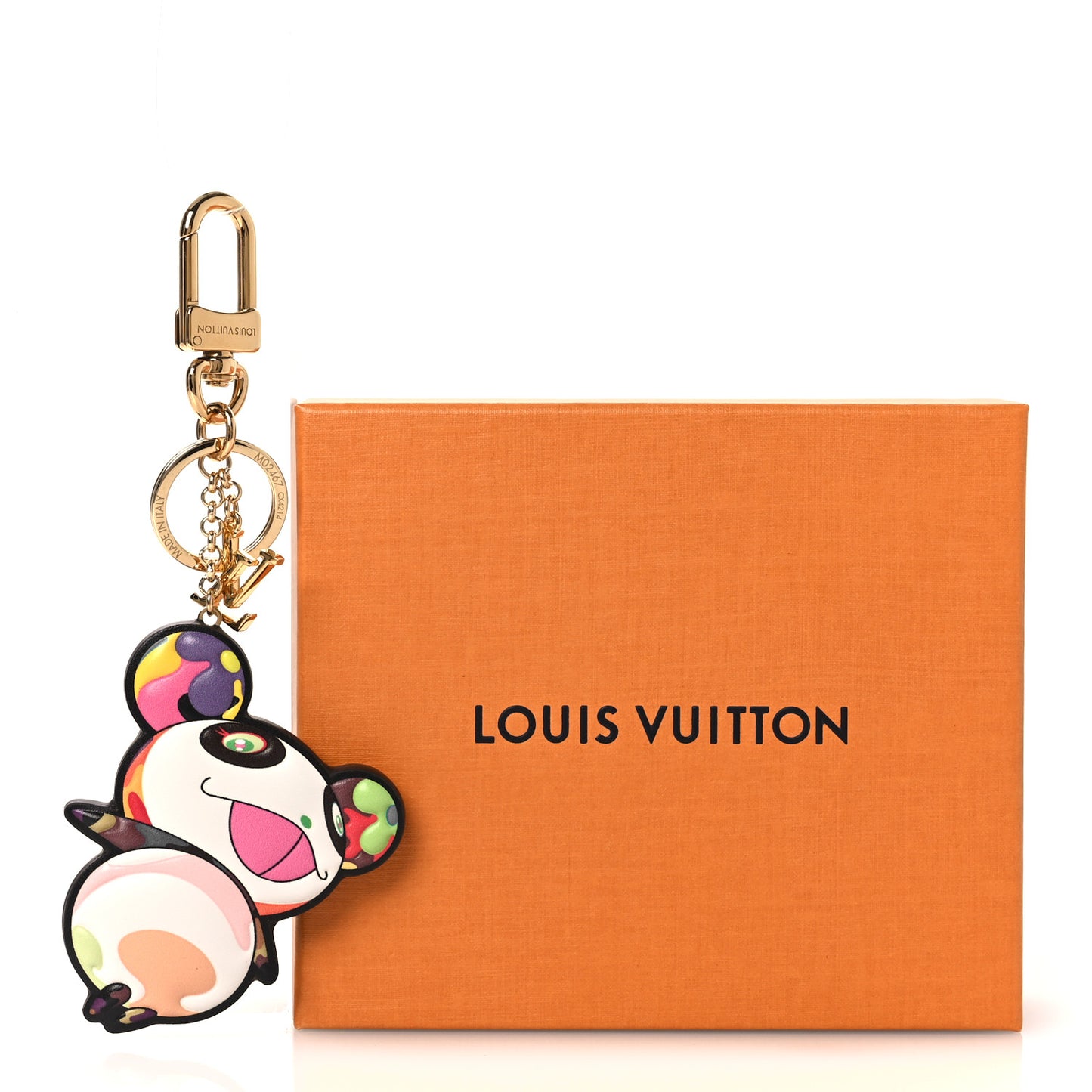 LV x TM Cowhide Monogram Superflat Panda Key Ring Bag Charm Multicolor
