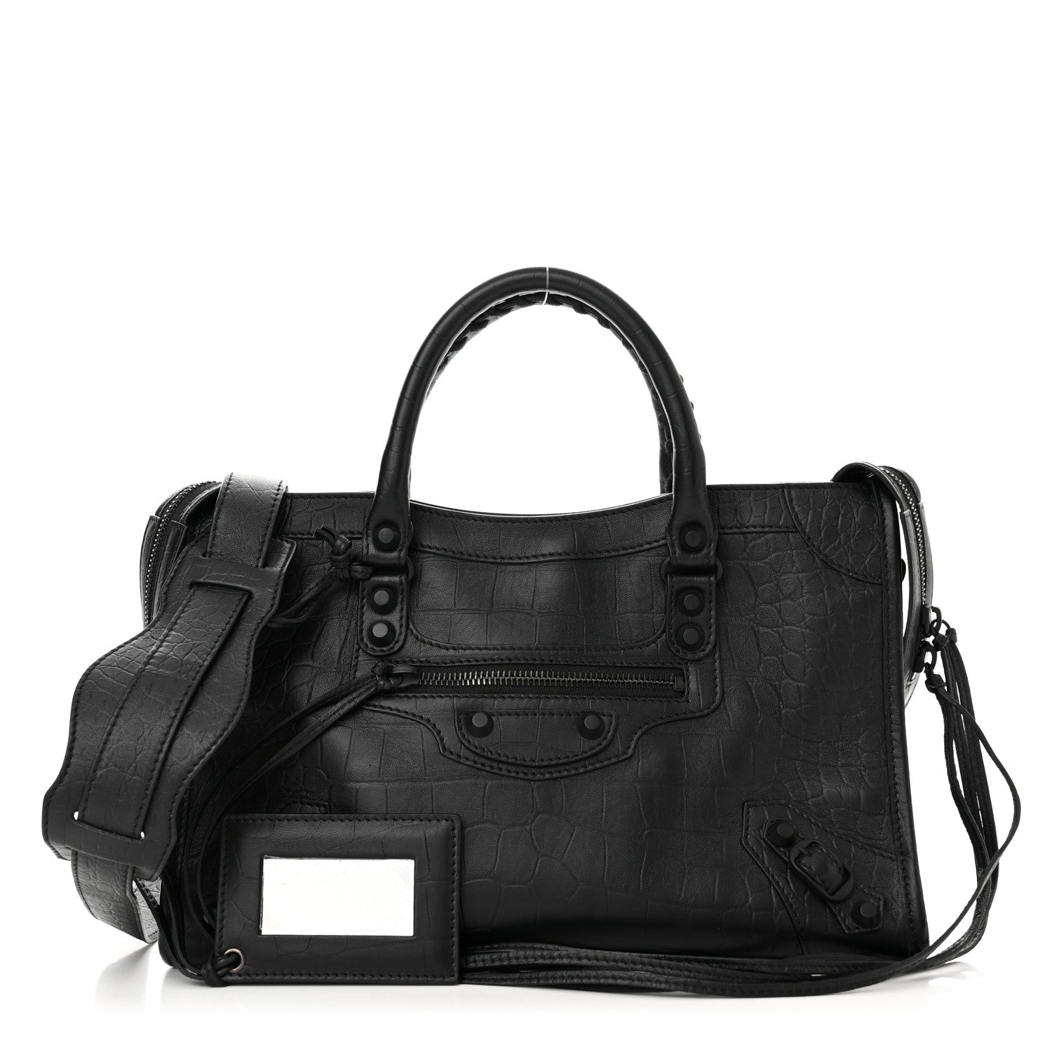 Balenciaga Matte Supple Lambskin Crocodile Embossed Classic Black Hardware S City Black 1 of 10