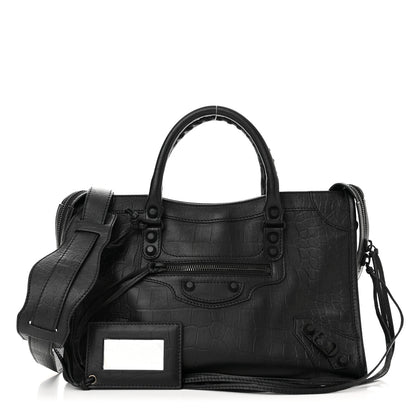 Balenciaga Matte Supple Lambskin Crocodile Embossed Classic Black Hardware S City Black 1 of 10