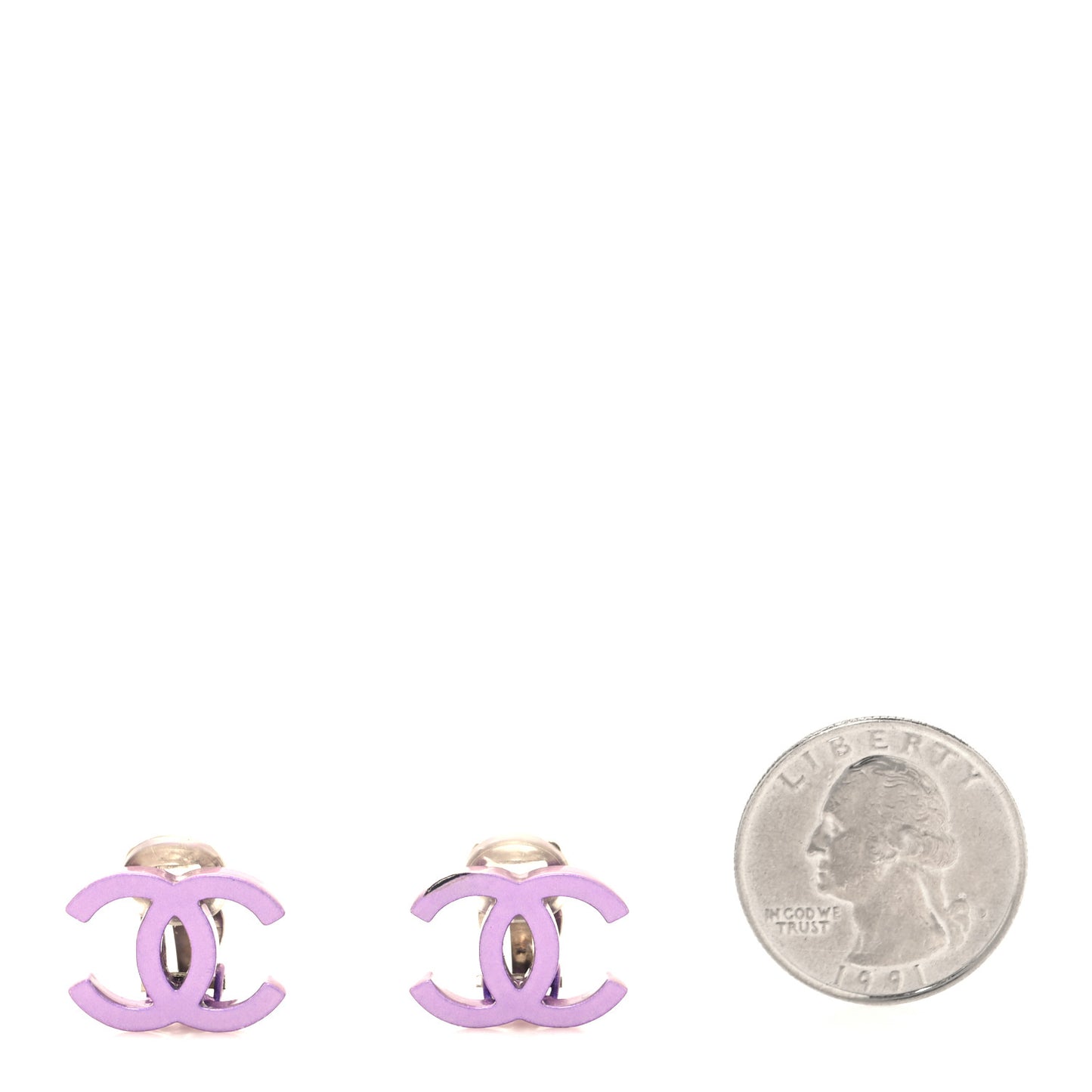 Metal CC Clip On Earrings Purple