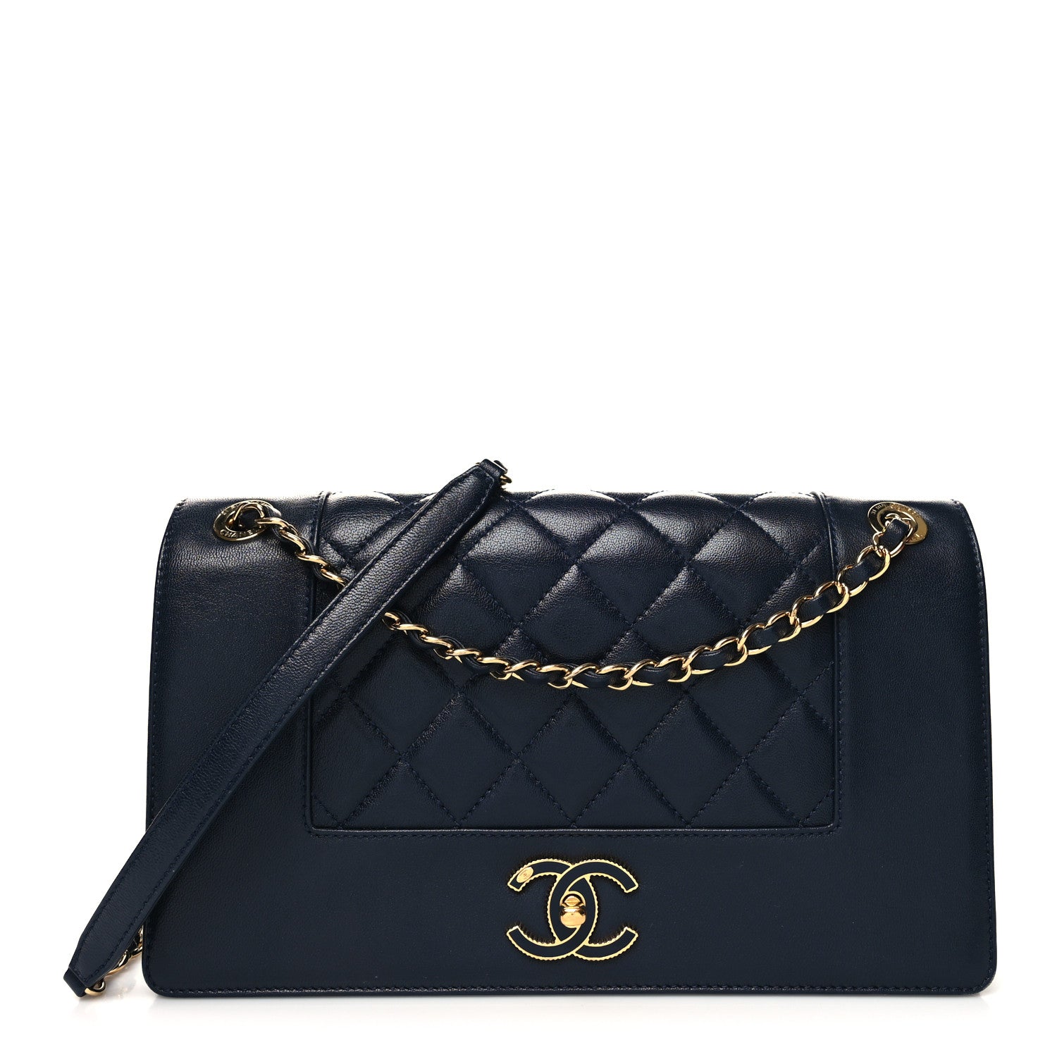 Chanel Sheepskin Quilted Vintage Mademoiselle Flap Dark Navy 1 of 10