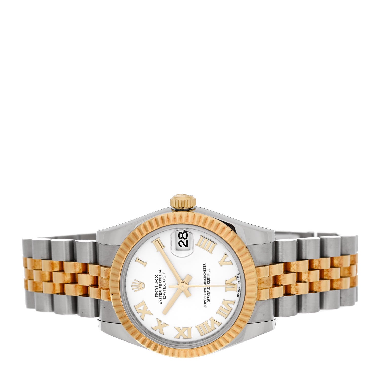 Rolex Stainless Steel 18K Yellow Gold 31mm Oyster Perpetual Datejust Watch White Roman 178273 2 of 5