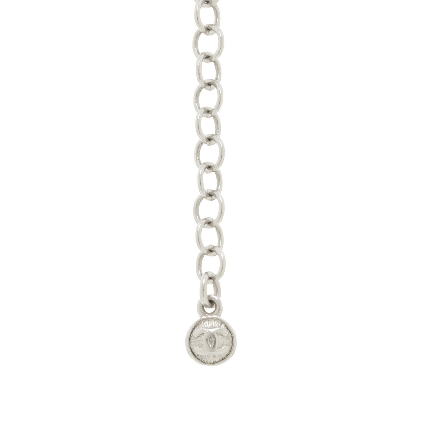 Pearl Cluster CC Long Necklace Silver