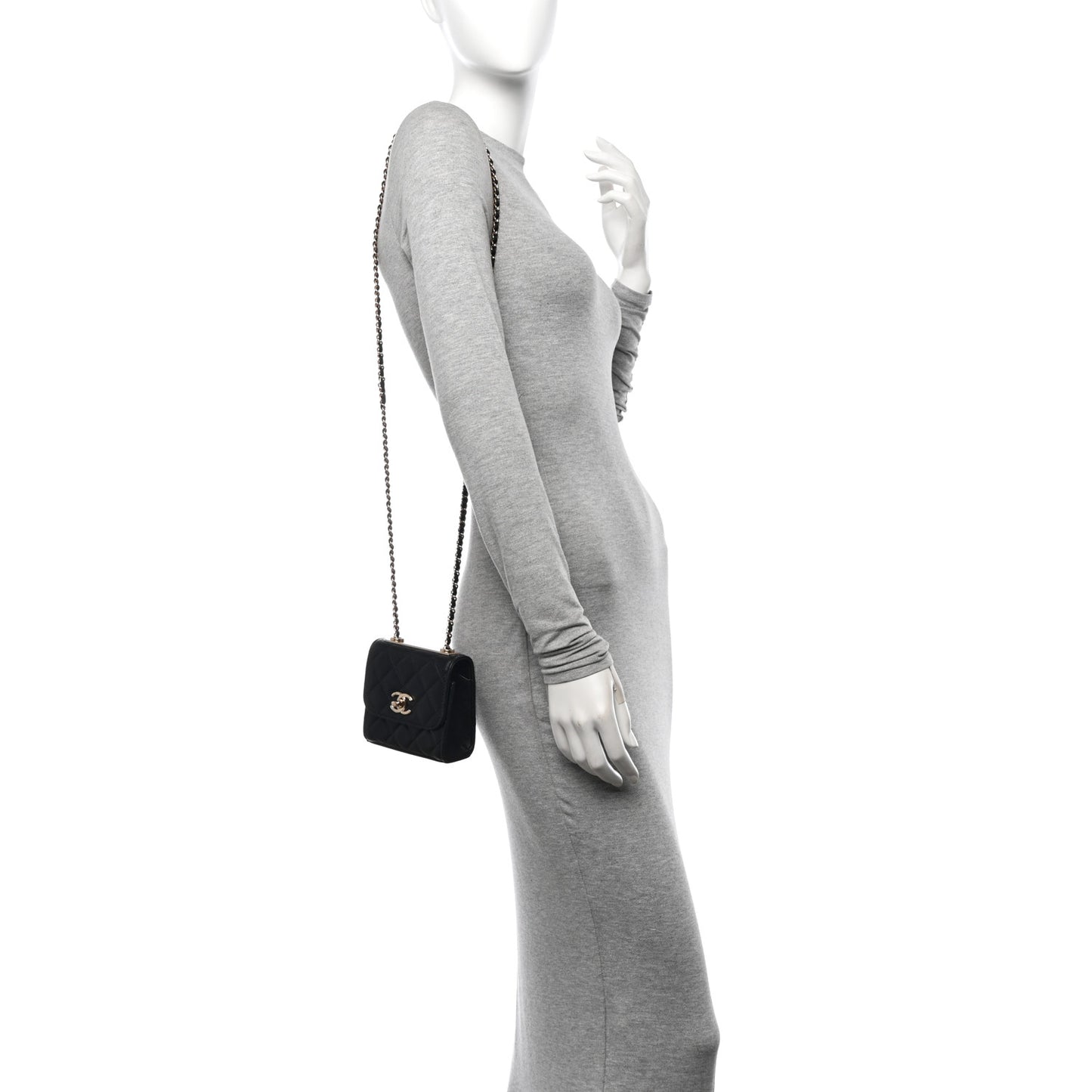 Lambskin Quilted Mini Trendy CC Chain Wallet Black